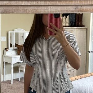Striped Button-Up Blouse